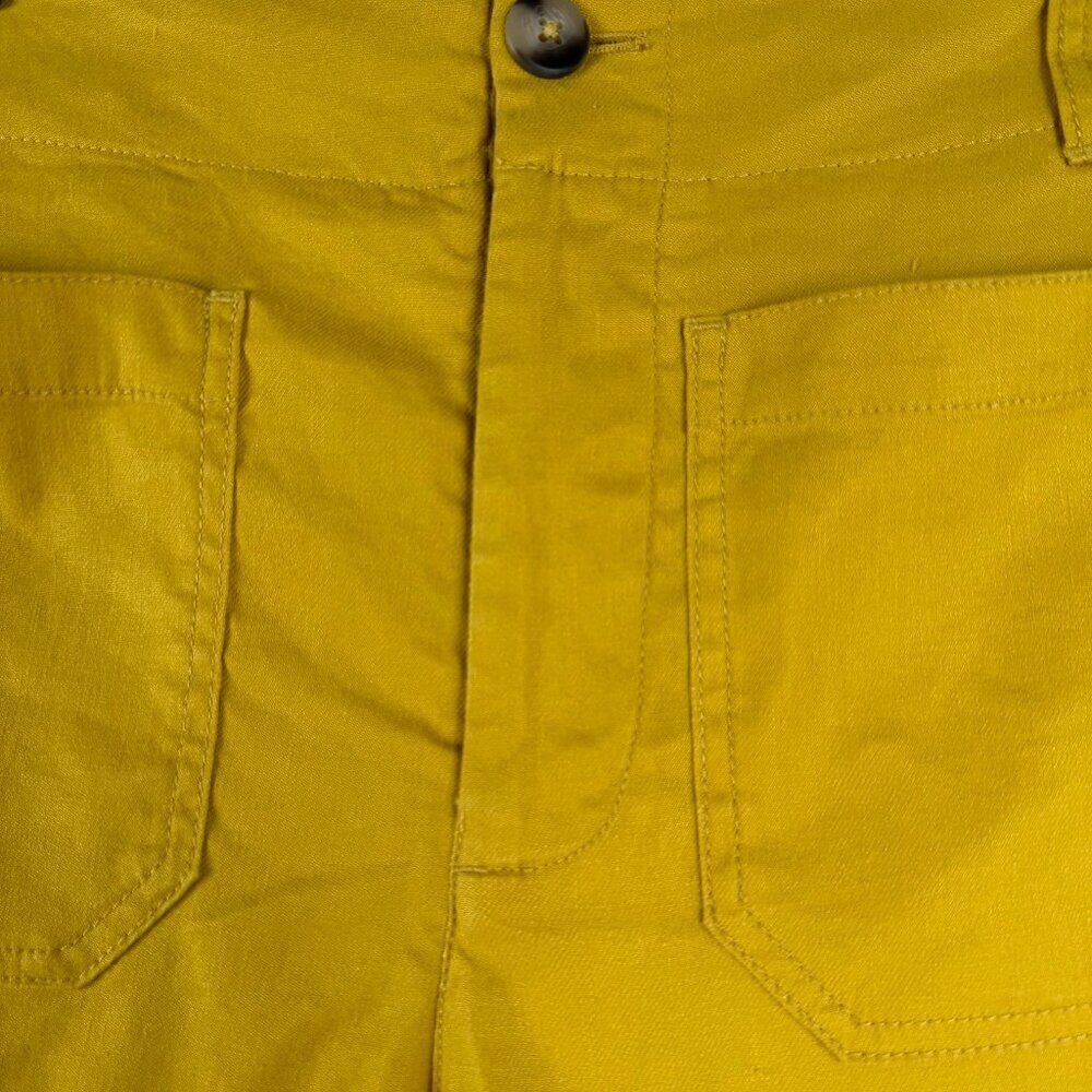 Maeve Mustard Yellow High-Rise Cotton Shorts - Picture 3 of 12